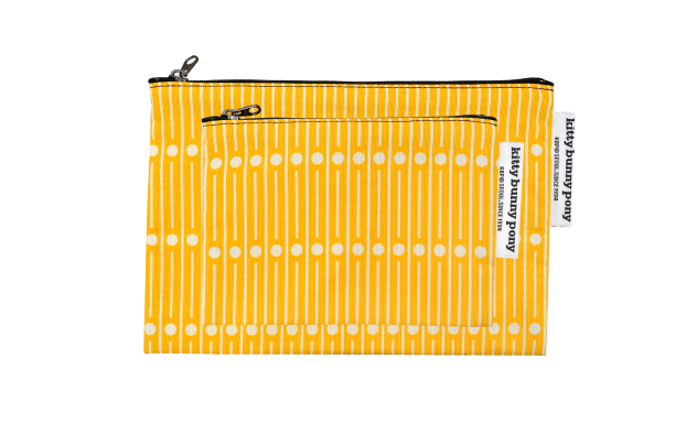 kbp Miller Yellow Pouch（黃幼條子圓點圖案） 小布包一套（中、小型各一個）