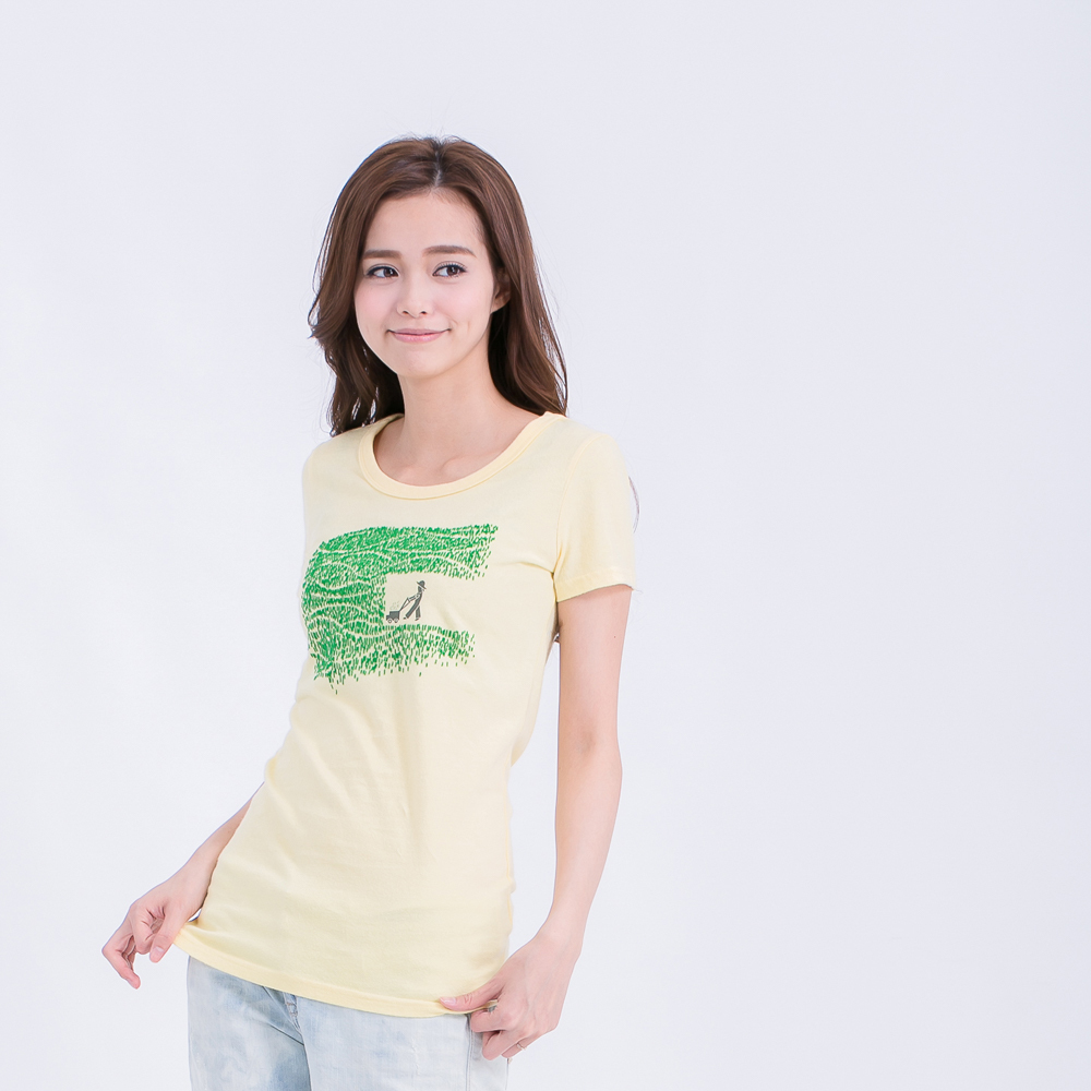 啊!理阿雜 短袖 蜜桃棉 女T 鵝黃