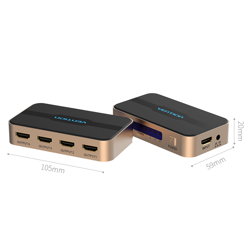 VENTION 1 In 4 Out HDMI Splitter Gold (UH-VS1I4O)