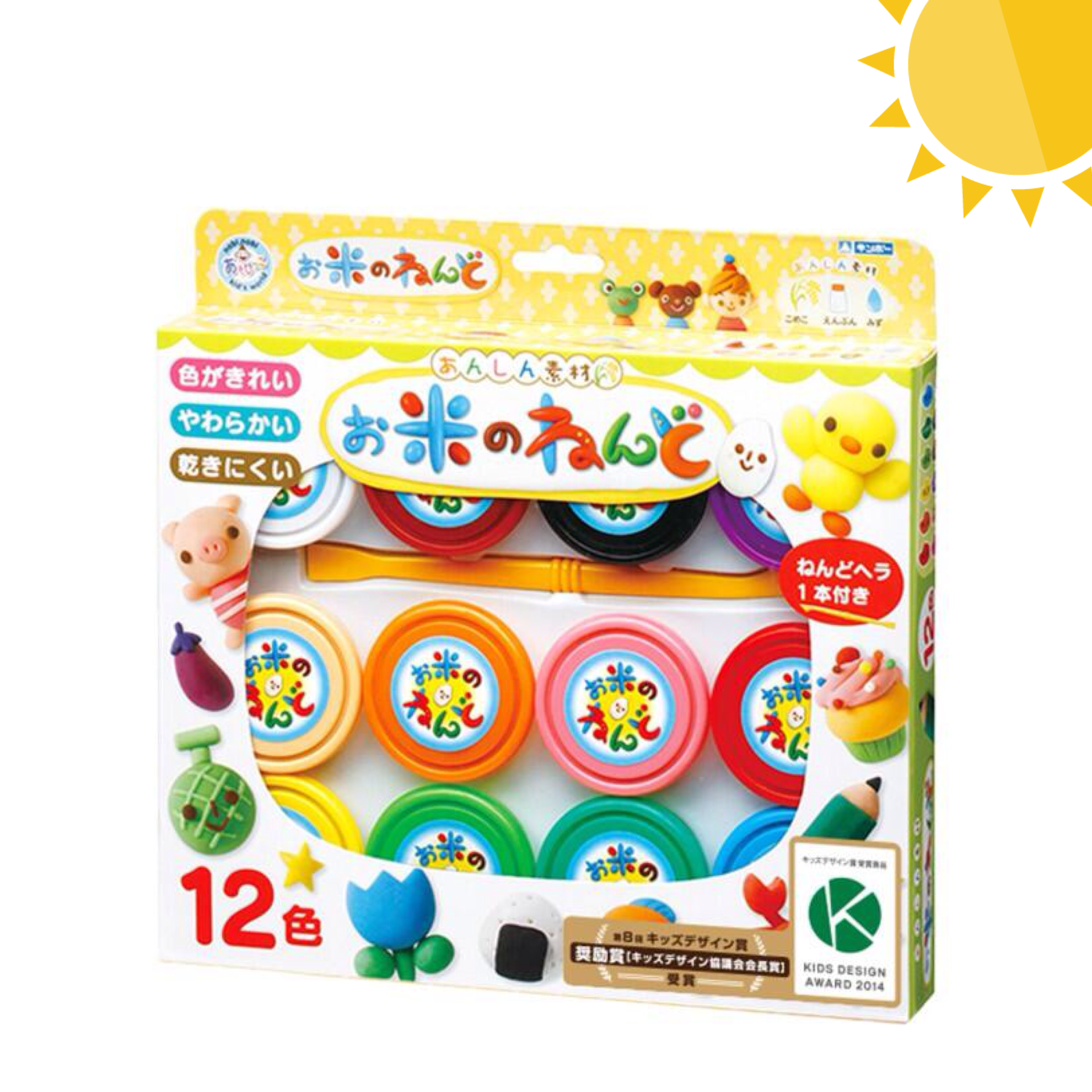 日本 GINCHO 銀鳥無毒大米泥膠黏土12色套裝 (3款) *附工具