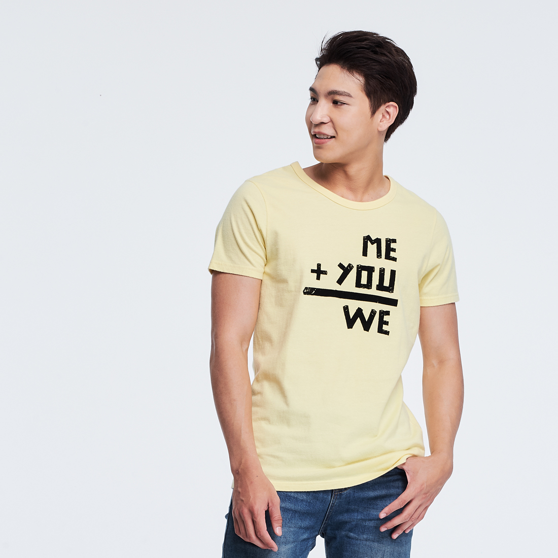 WE 短袖 蜜桃棉 男T 鵝黃