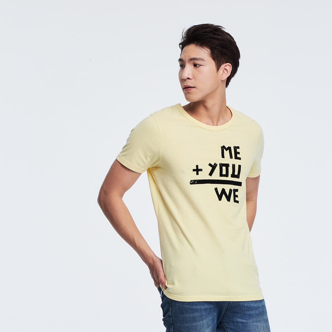 WE 短袖 蜜桃棉 男T 鵝黃