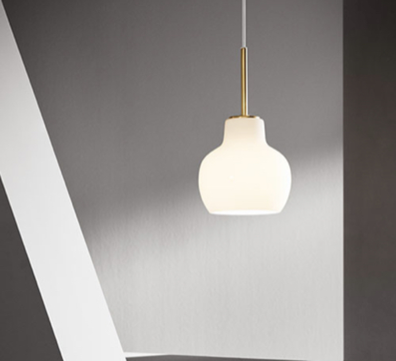 VL Ring Crown Pendant  - VL 金色環冠 白色玻璃 吊燈