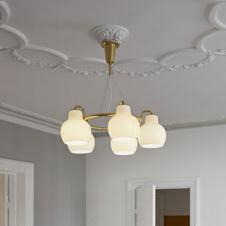 VL Ring Crown Pendant Lamp - VL 金色環冠 白色玻璃 五盞燈組
