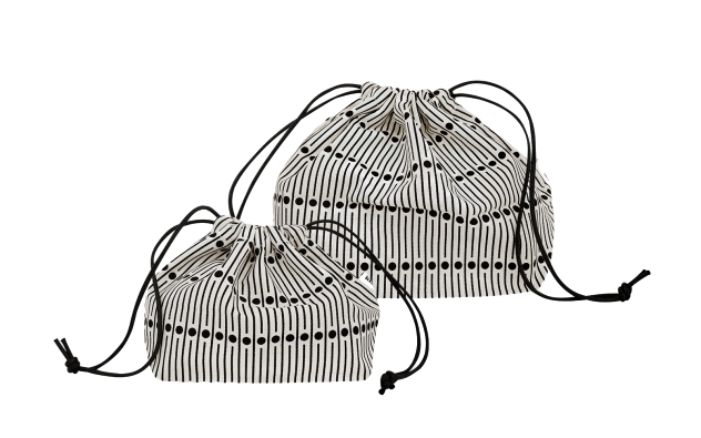 Kbp Miller Black Plump Pouch（黑幼條子圓點圖案）餃子形布包