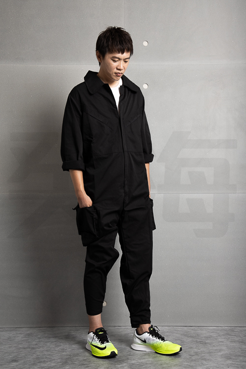 癸海 GUIHAI/連身工作服/斜口袋/黑/美式【L732】