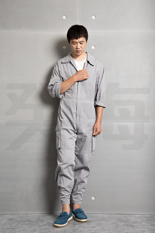 癸海 GUIHAI/連身工作服/斜口袋/淺灰/美式【L735】