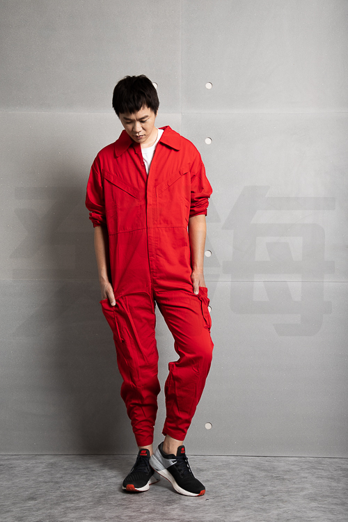 癸海 GUIHAI/連身工作服/斜口袋/紅/美式【L737】