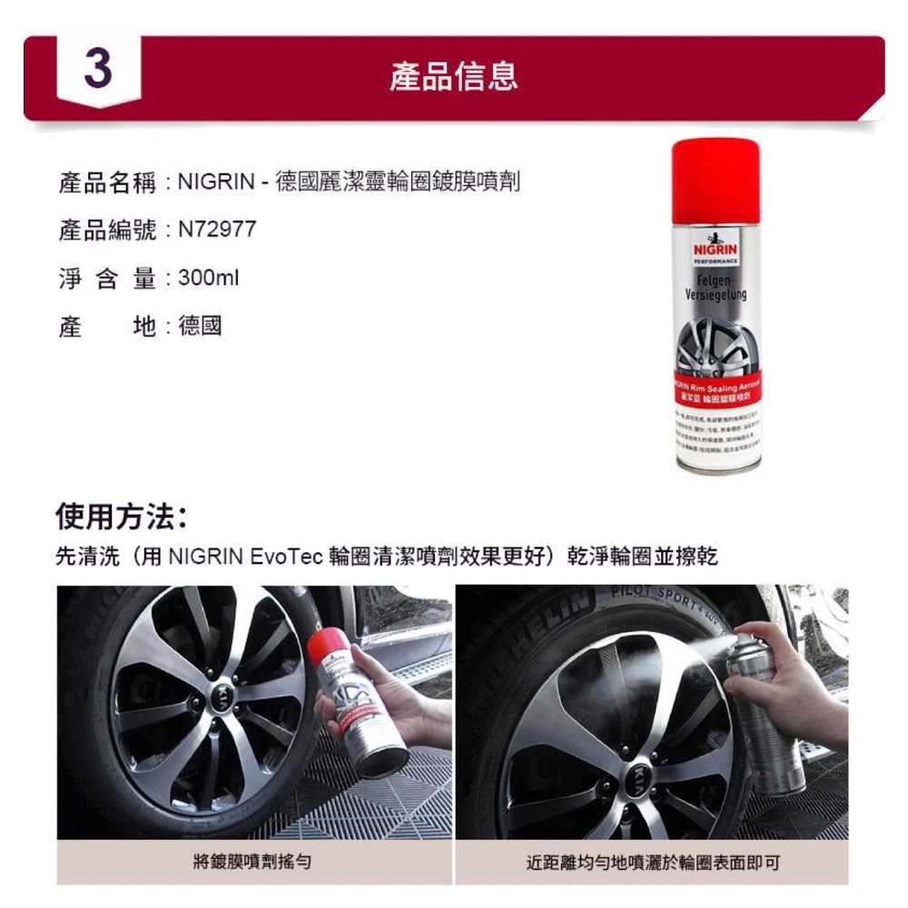NIGRIN - 德國麗潔靈輪圈鍍膜噴劑6