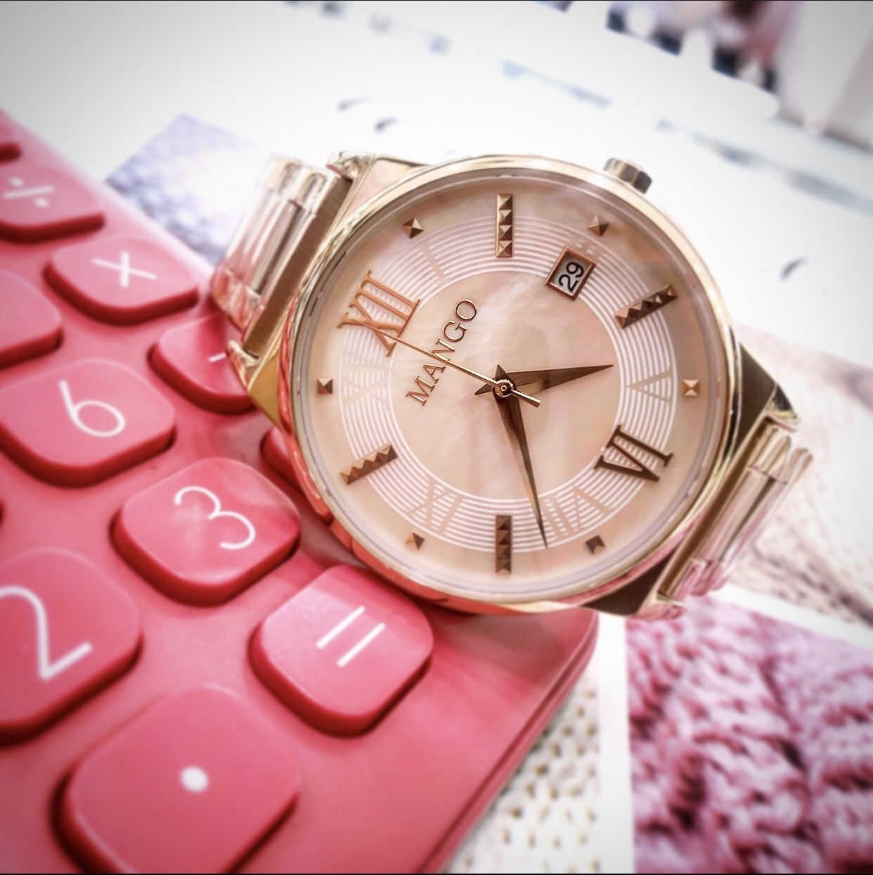 【MANGO】夏日羅馬假期貝殼面腕錶 MA6756L-RG 32mm 現代鐘錶