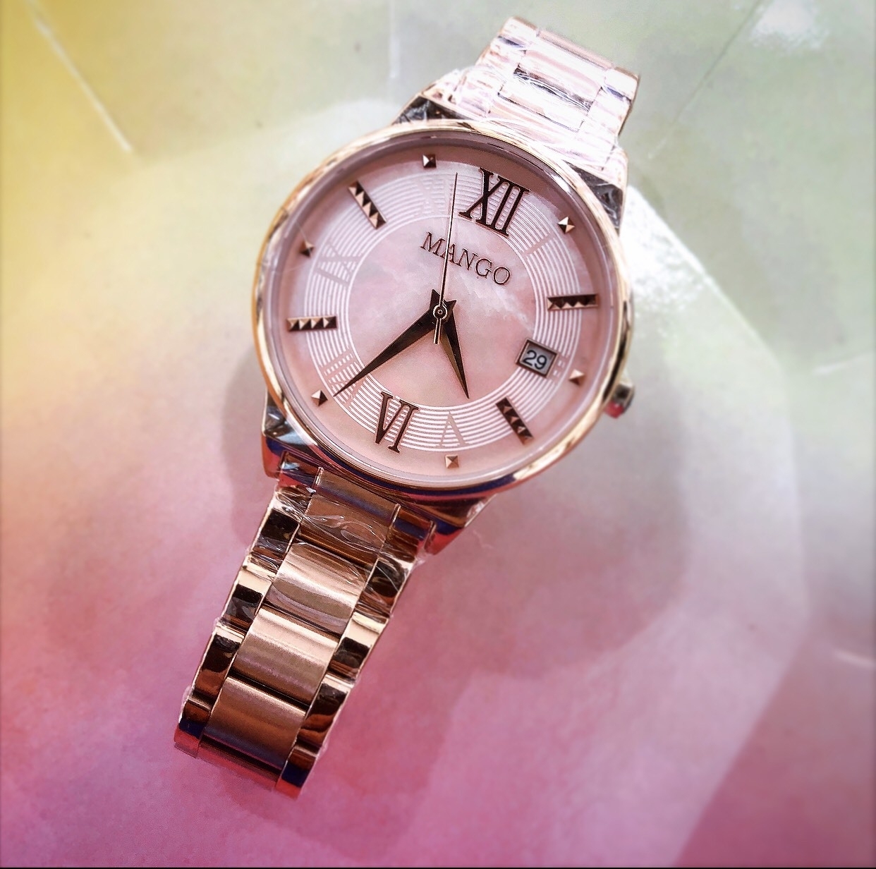 【MANGO】夏日羅馬假期貝殼面腕錶 MA6756L-RG 32mm 現代鐘錶