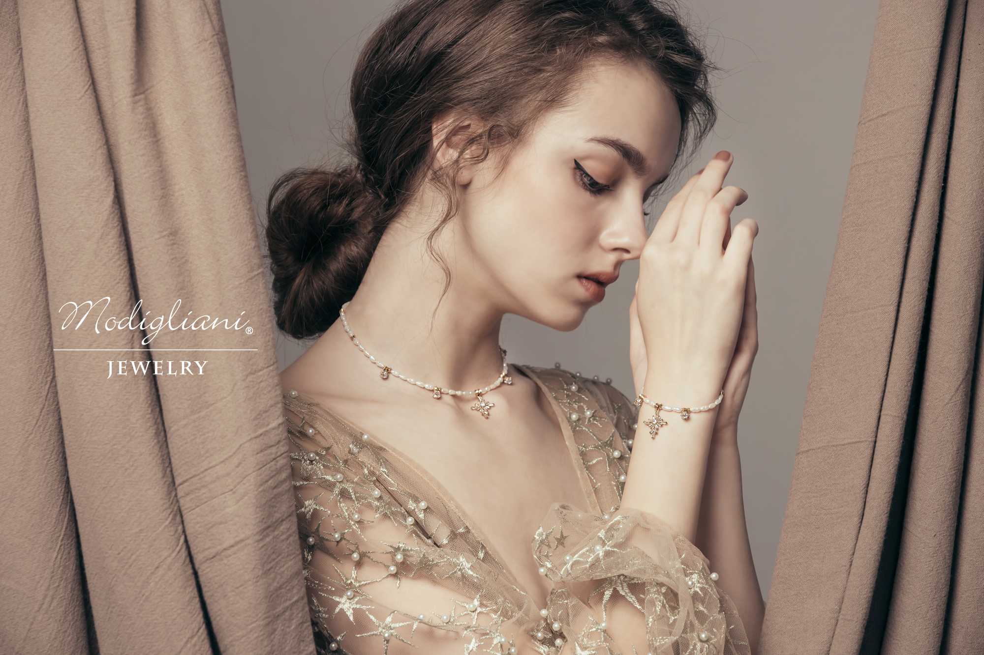 項鍊,黃銅飾品,黃銅,珍珠項鍊,天然珍珠,十字架,氣質