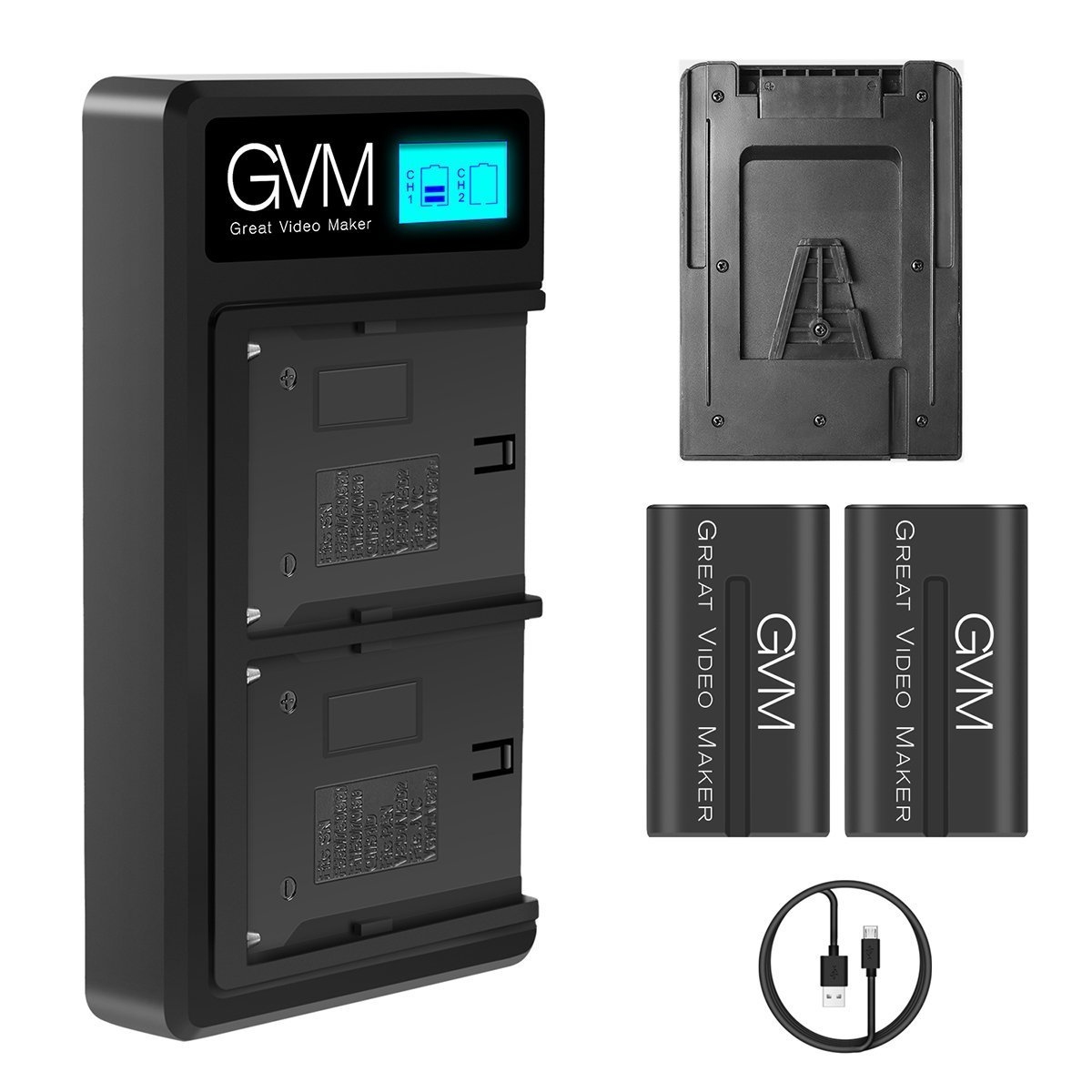 GVM NP-F970 6600mAh V型電池帶USB充電器
