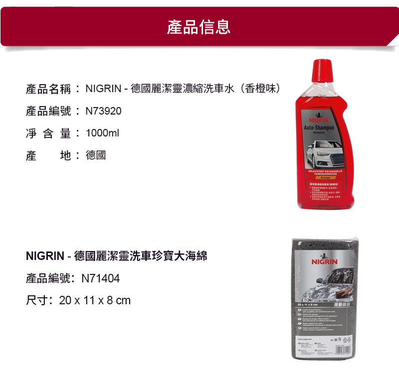 NIGRIN - 德國麗潔靈濃縮洗車水+ 海綿套裝12
