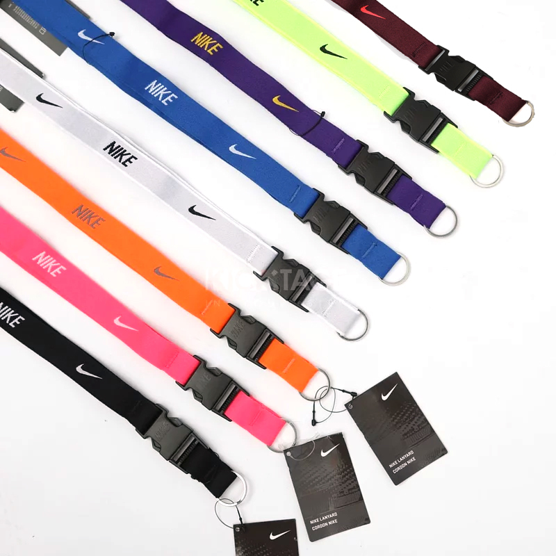 NIKE LANYARD 白 紫 黃 橘 粉 識別證 吊帶 證件帶 掛飾 掛頸 插扣【AC3582-101】鑰匙圈