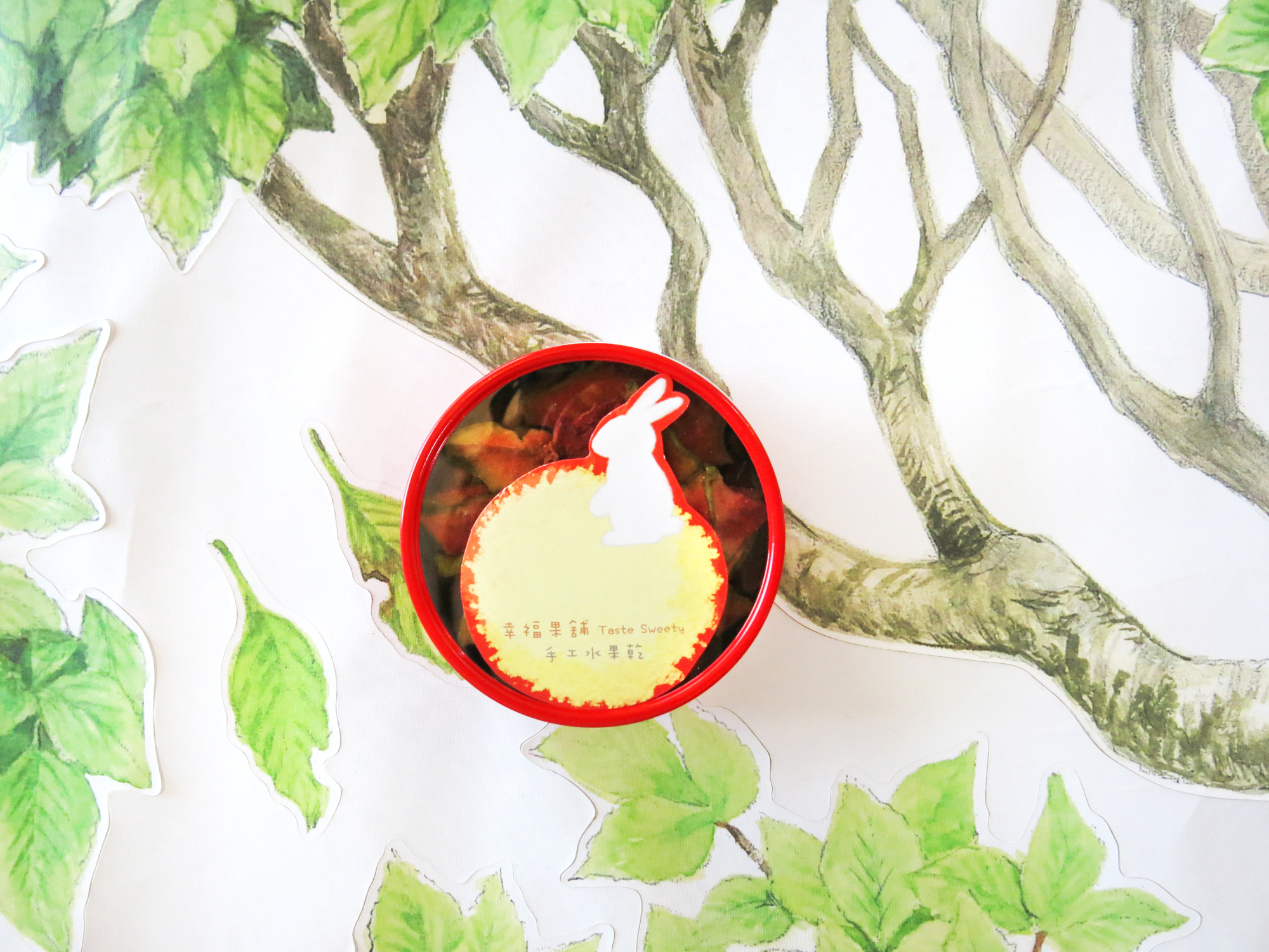 玉兔款金屬小圓盒小巧水果乾