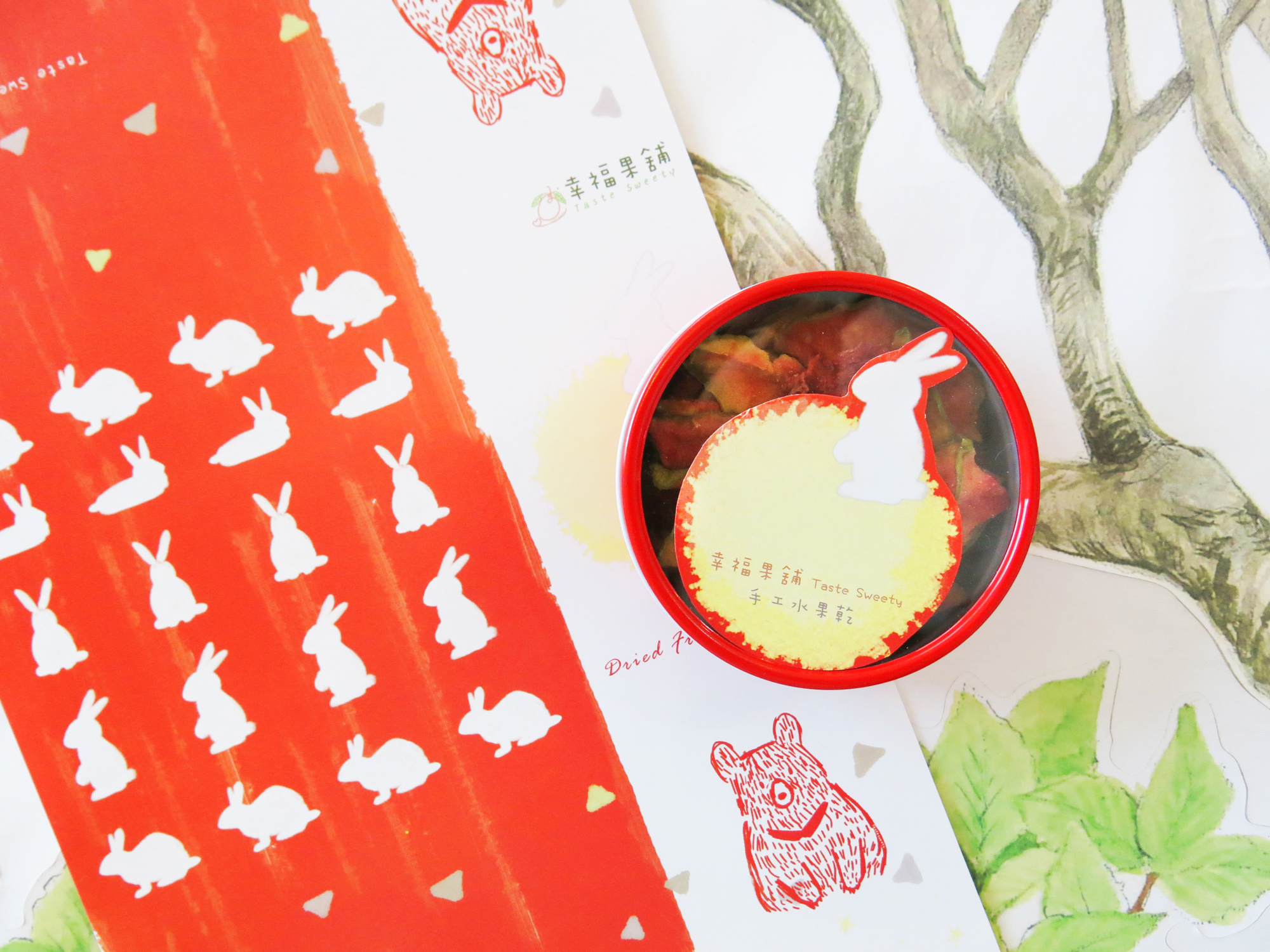 玉兔款金屬小圓盒小巧水果乾