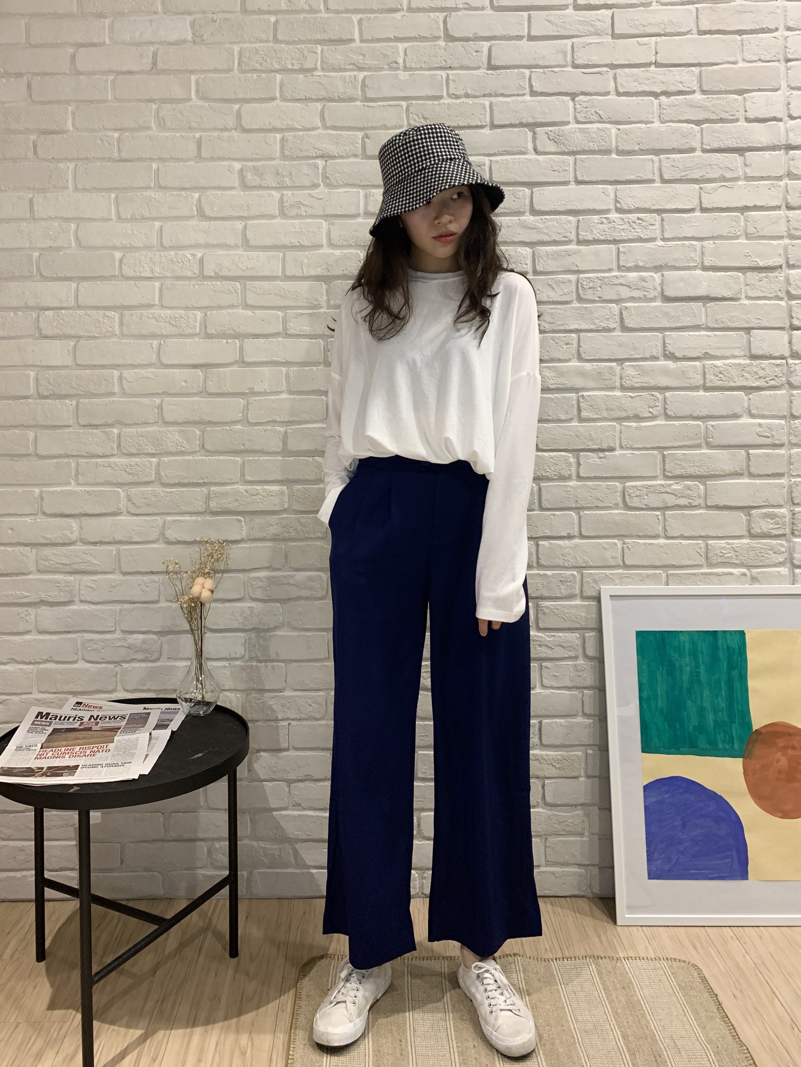 簡約單扣高腰西裝褲*2色