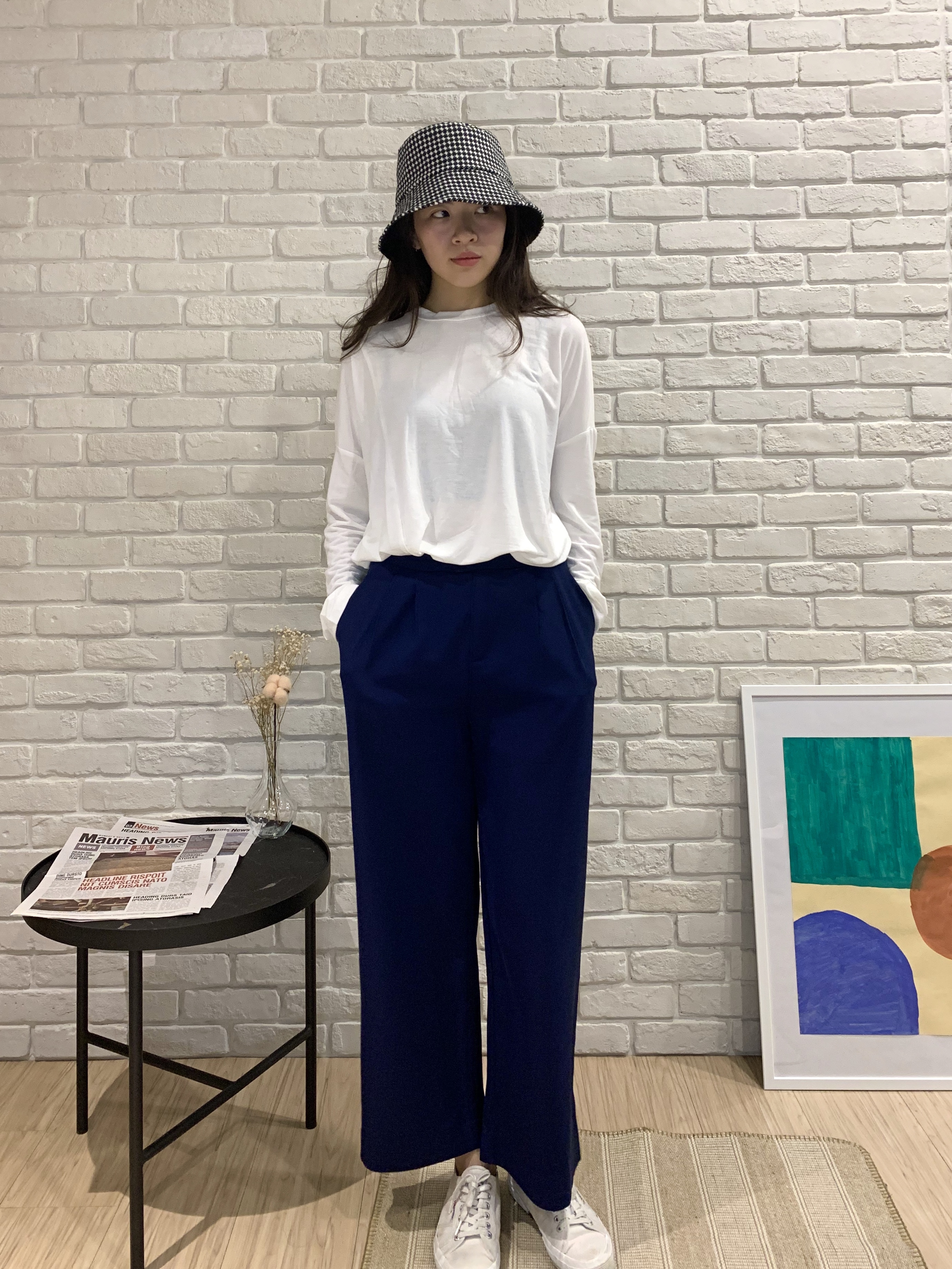 簡約單扣高腰西裝褲*2色