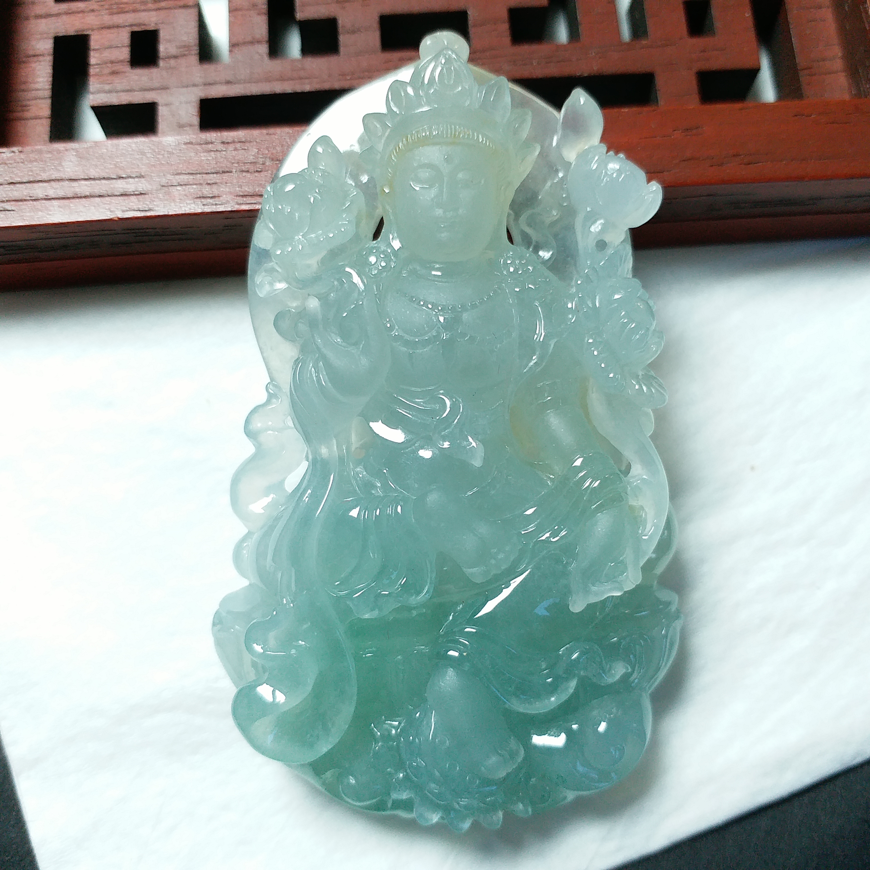 冰種晴水綠度母, 天然翡翠A玉, 緬甸玉, Jade, Jadeite