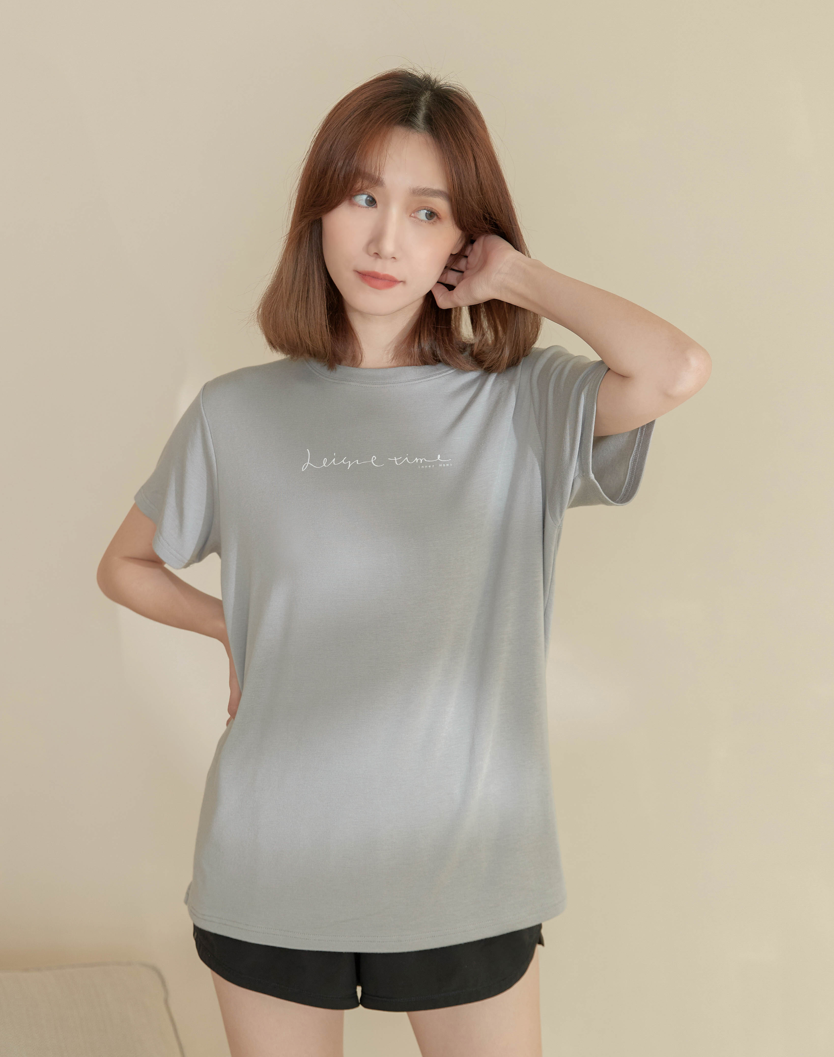 雲朵休閒短袖上衣 - 烏雲灰