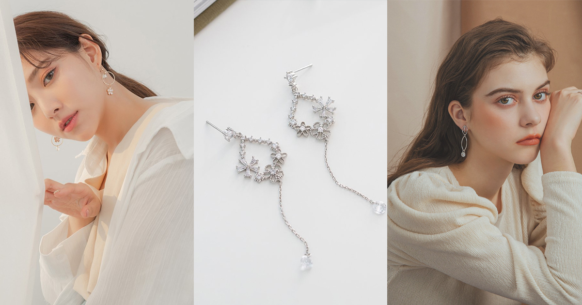 優美典雅 – 珍珠、水晶垂墜耳環