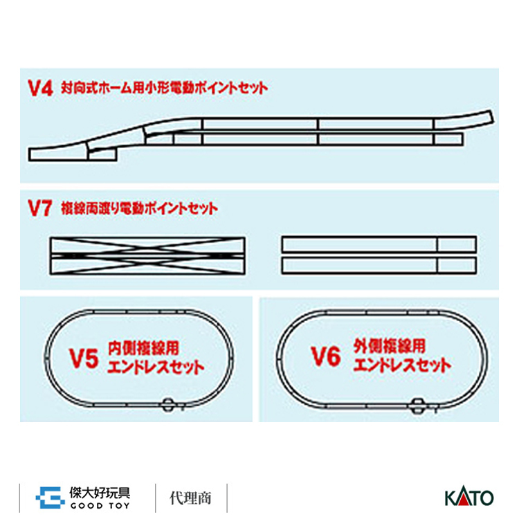 KATO 20-863 軌道組 V4 對向式月台用 小型電動變軌線路組
