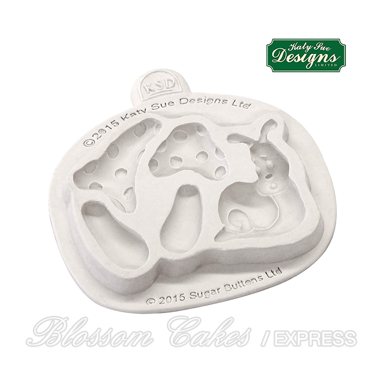 Katy Sue Sugar Buttons - Garden Snail & Toadstools - Silicone Mould