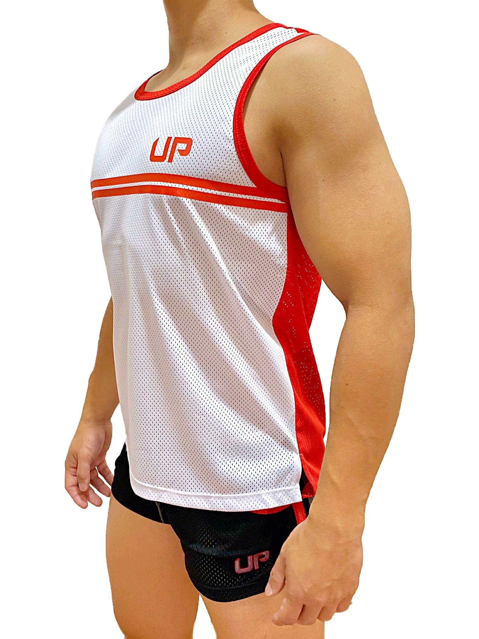 Army Tank HIgh 網布背心 透視白/夾電紅