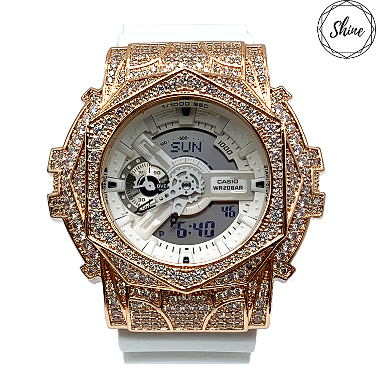 玫瑰金色 改裝手錶 GA-110MW-7A - 玫瑰