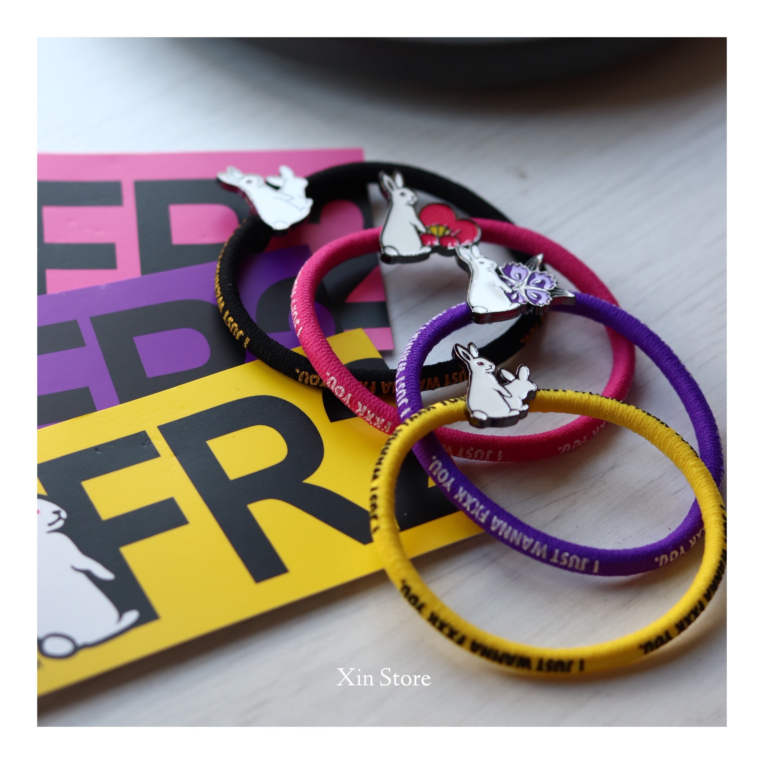 Fxxking Rabbits Hair Elastic 兔子 髮帶 髮圈 日本限定 京都 黑 黃 桃 紫