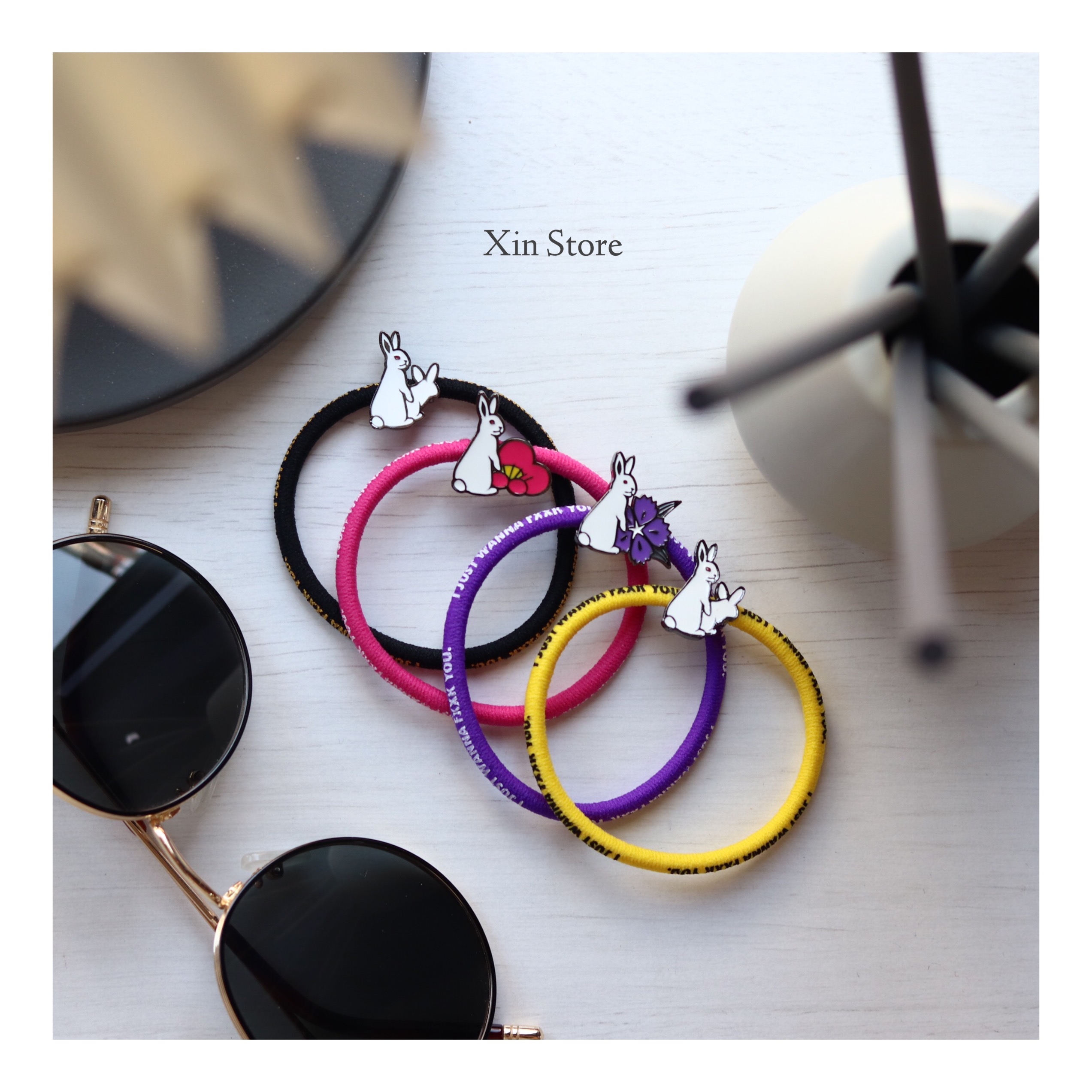 Fxxking Rabbits Hair Elastic 兔子 髮帶 髮圈 日本限定 京都 黑 黃 桃 紫