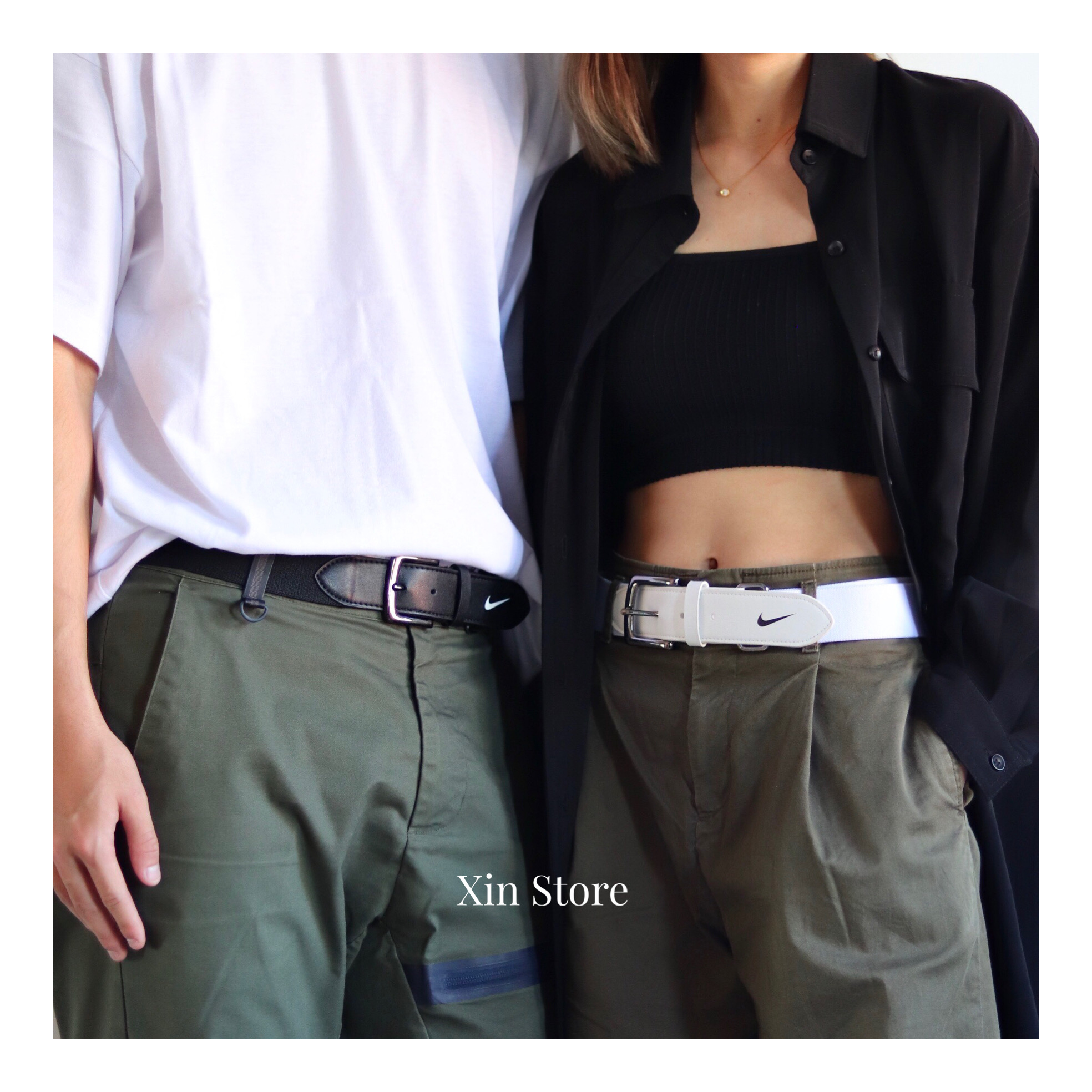 【現貨】Nike Swoosh Belt 彈力 伸縮 皮革 皮帶 腰帶 黑 白