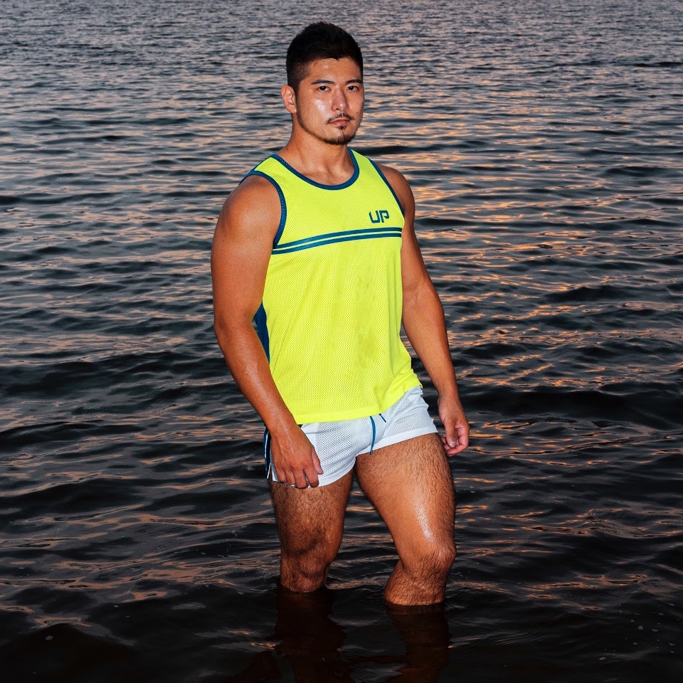 Army Tank High 網布背心 螢光綠/鮮彩藍