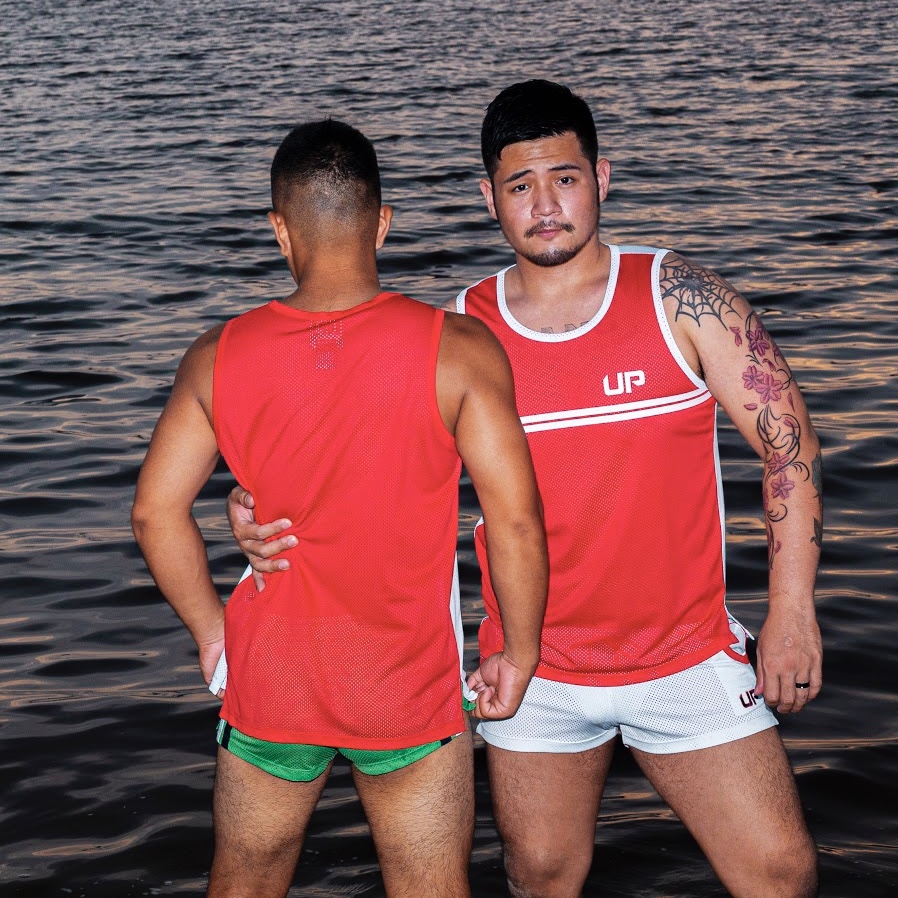 Army Tank Low 網布側開背心 夾電紅/透視白