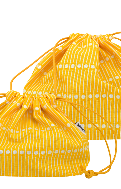 kbp Miller Yellow Plump Pouch（黃幼條子圓點圖案）餃子形布包
