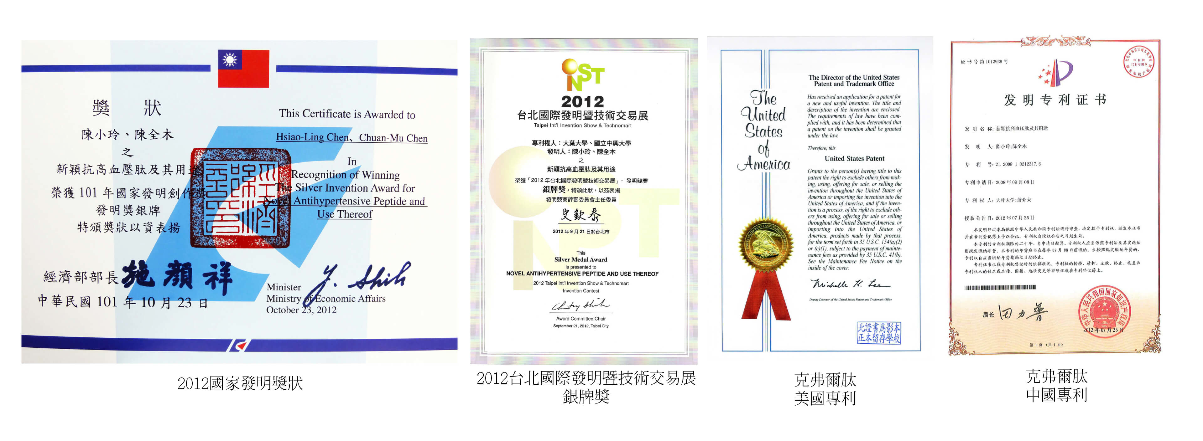 成就備受各界肯定，榮獲國家新創獎、國家發明獎及多國專利。