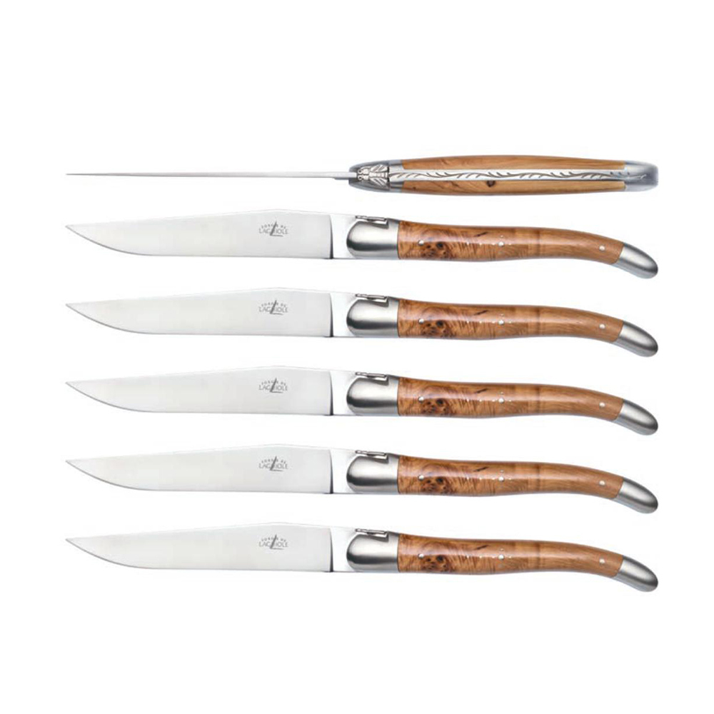 FORGE DE LAGUIOLE | 杜松木握柄6件餐具禮盒組 (亮/霧面)