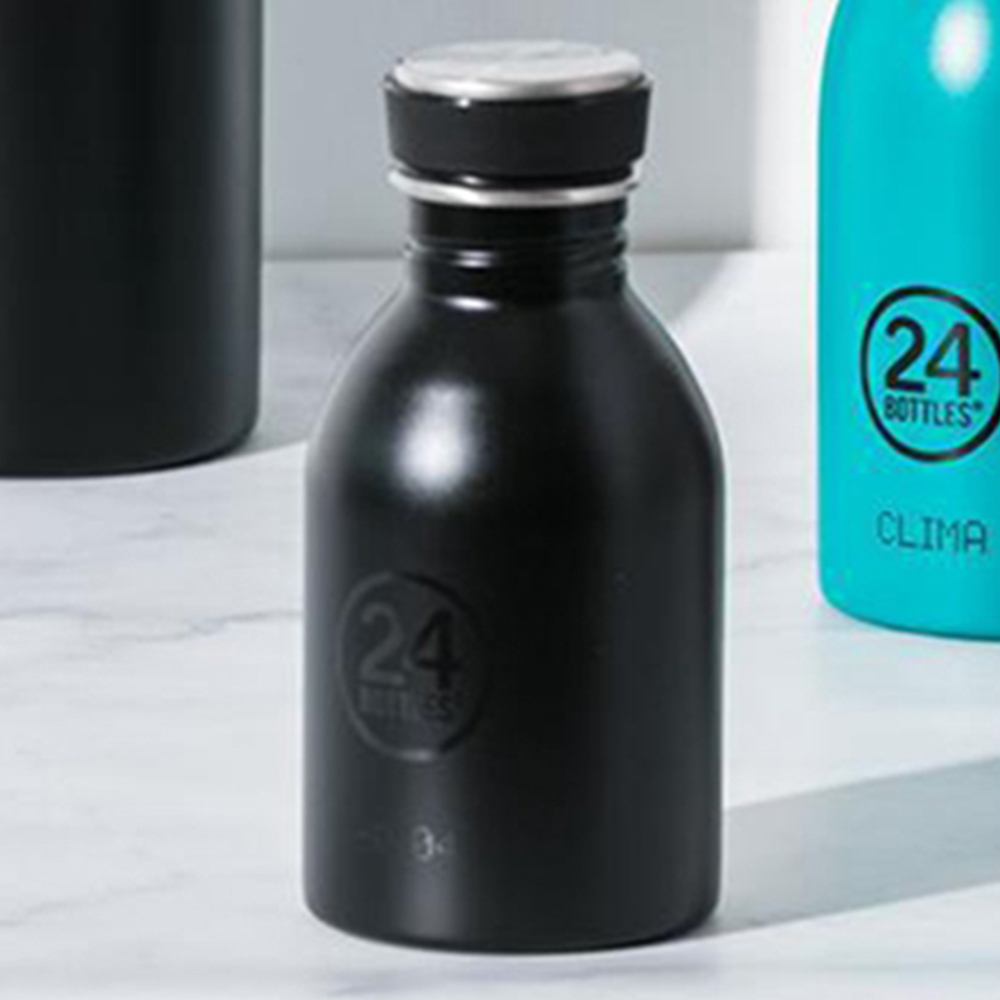 義大利 24Bottles 高耐磨輕量冷水瓶 250ml  - 紳士黑