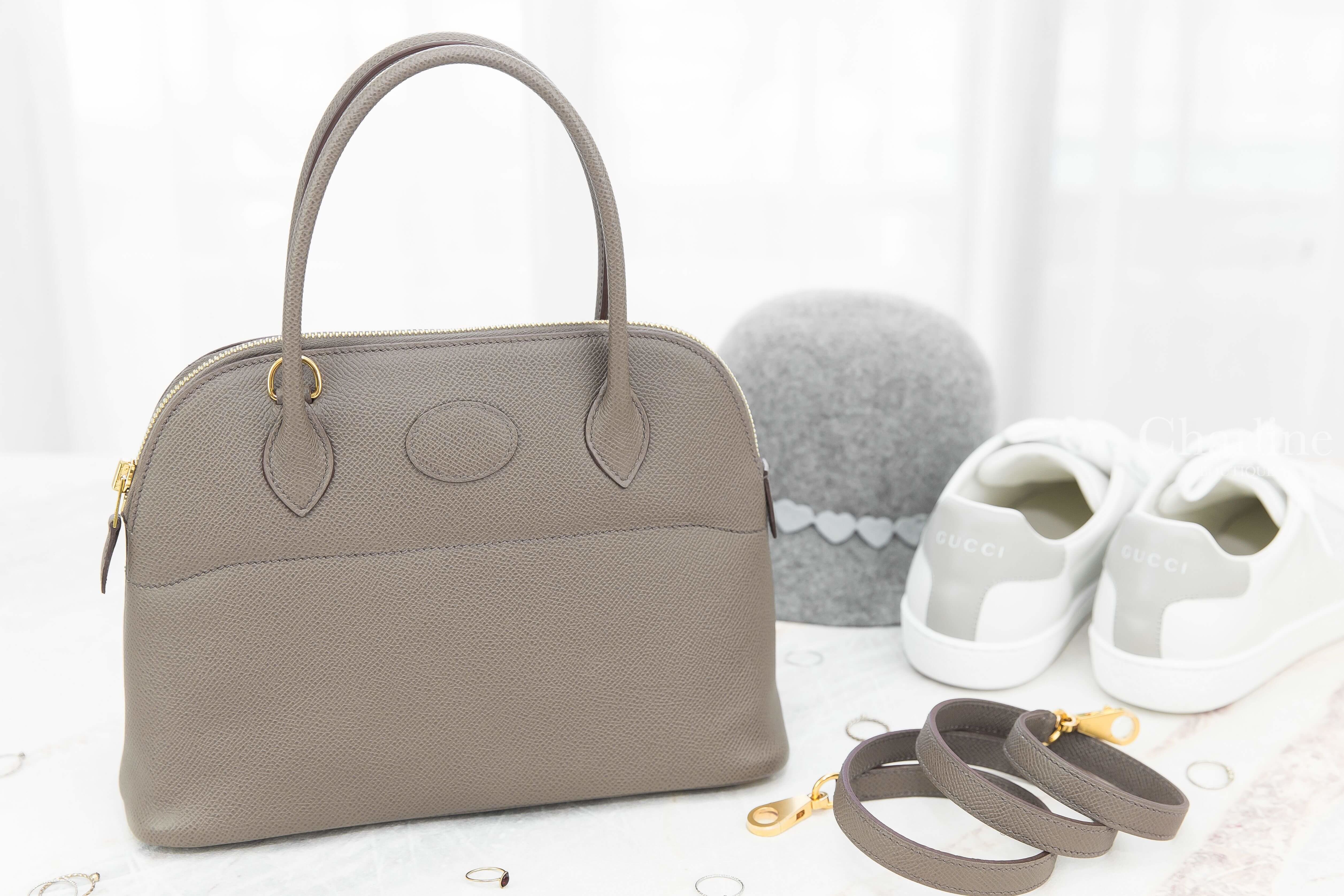 Hermès Bolide 27cm 8F Etain Veau Epsom 錫器灰金釦手提肩背包