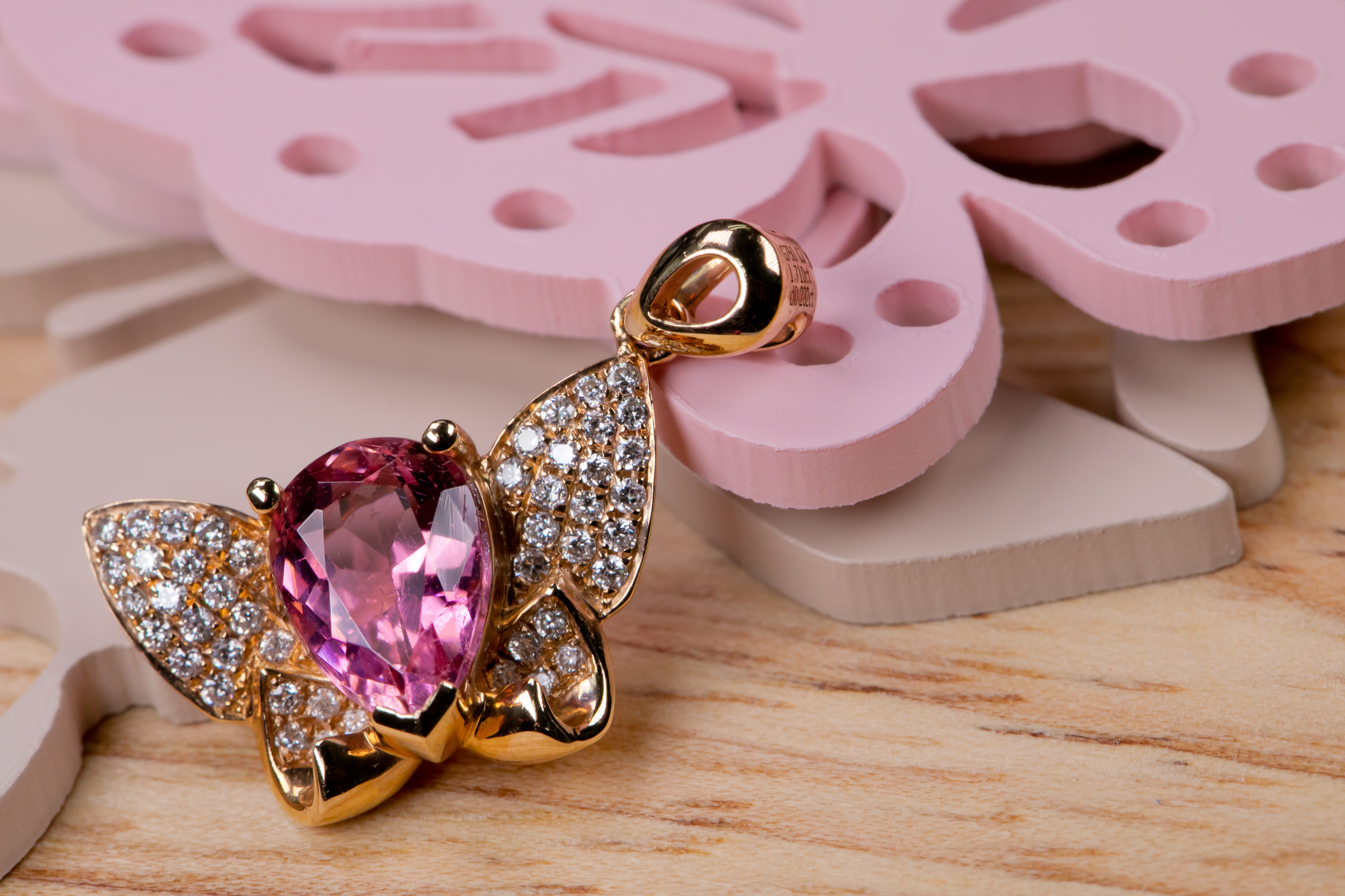 18K 玫瑰金 1.71ct 粉紅碧璽吊墜
