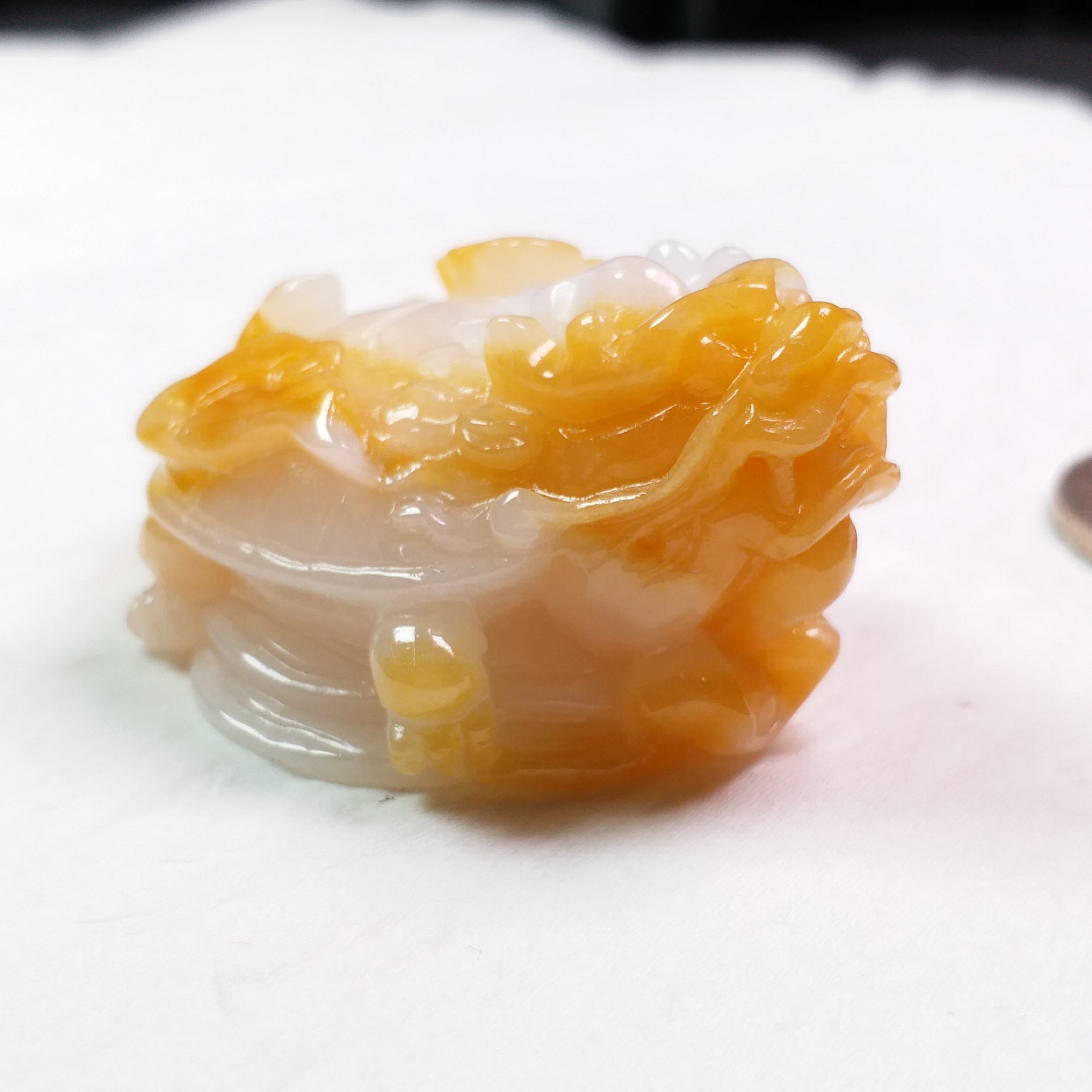 冰種金黃白底龍龜吊墜, 天然翡翠A玉, 緬甸玉, Jade, Jadeite