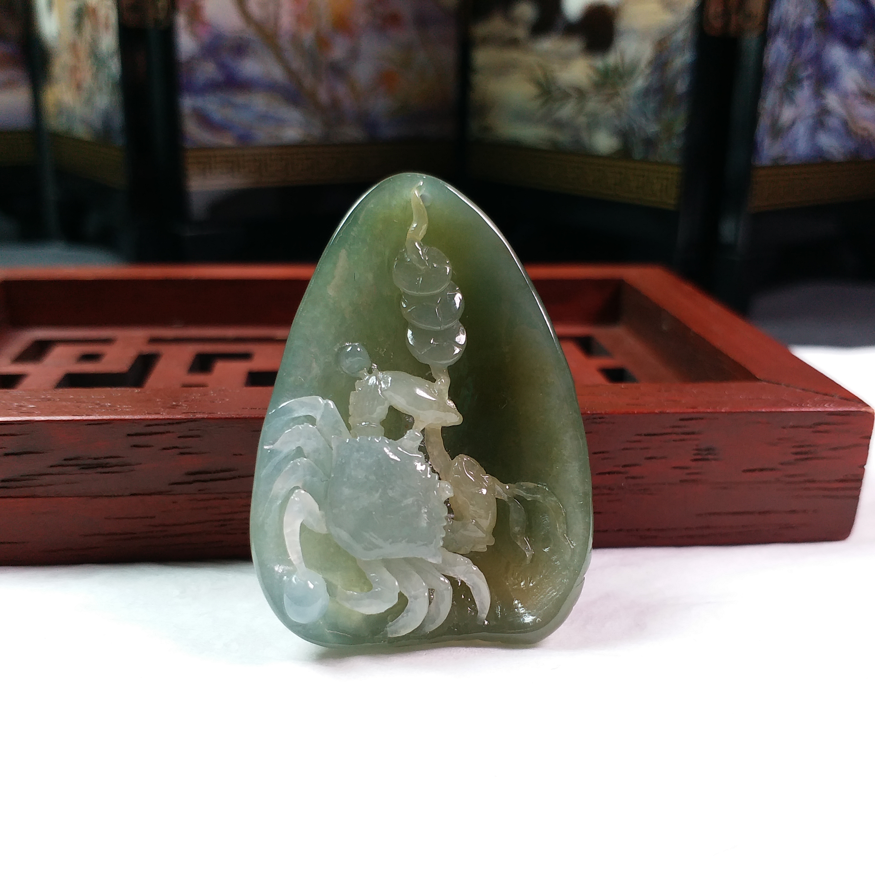 J1819 冰黃翡八方來財輩輩有錢吊墜