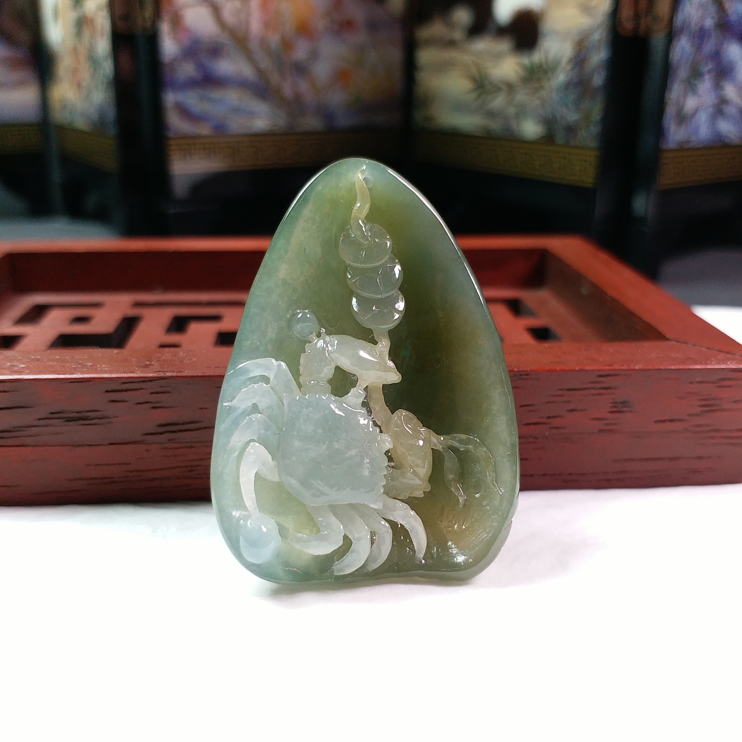 J1819 冰黃翡八方來財輩輩有錢吊墜