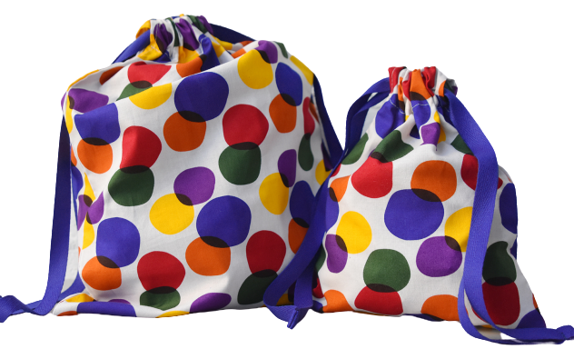 kbp Rainbow Bubble String Pouch（彩虹氣泡圖案）索繩布袋一套（中、小型各一個）