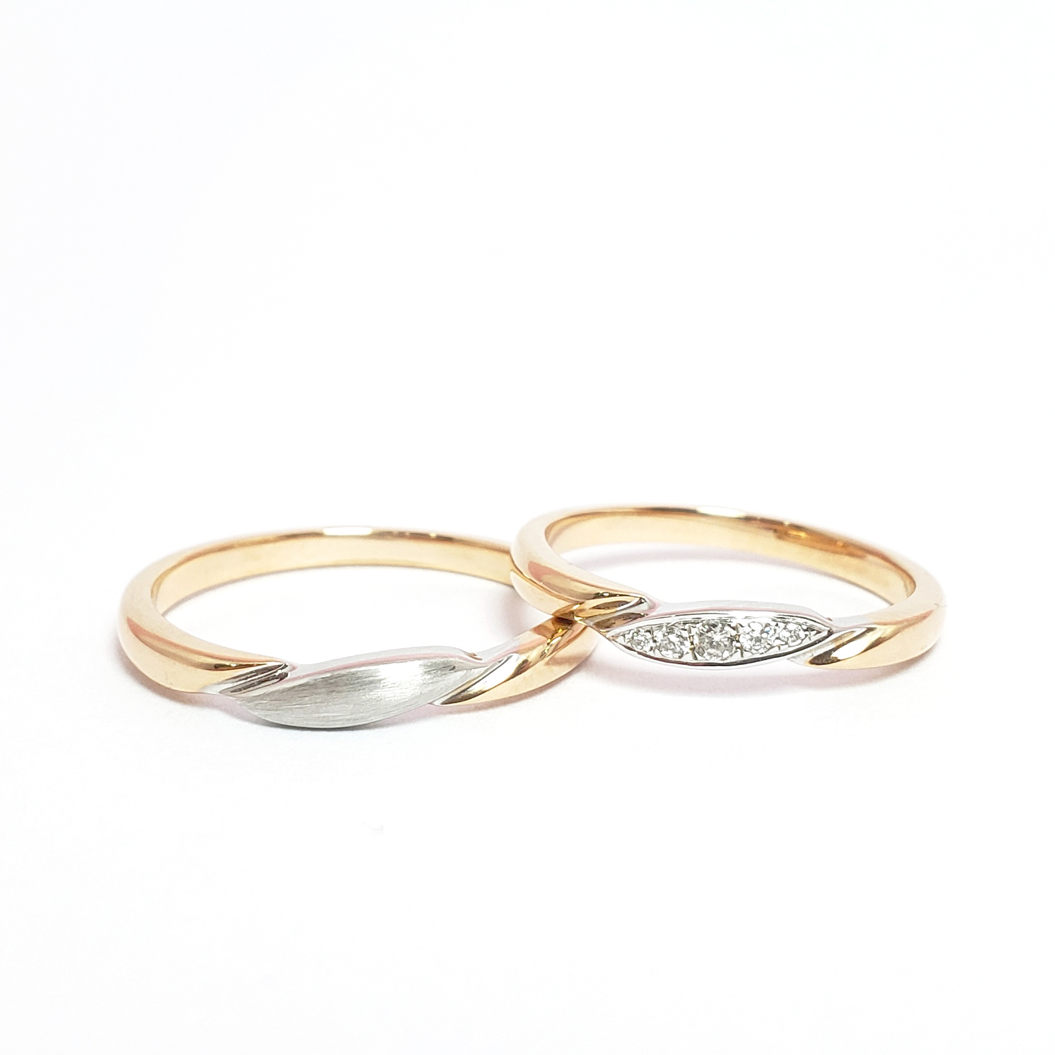 18K白金及玫瑰金天然鑽石結婚戒指