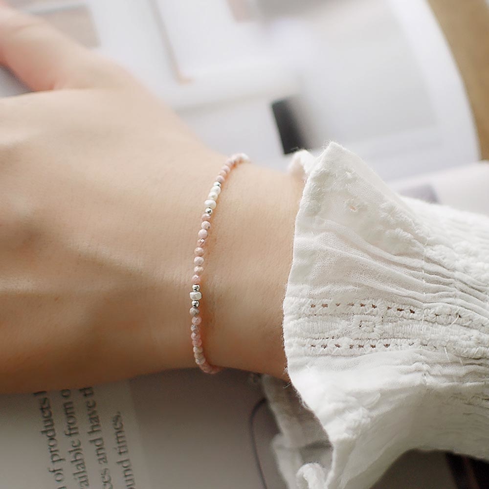 玫瑰石圓舞曲純銀手鍊/SB958N | 招桃花水晶 薔薇輝石 愛情之石 閨蜜禮物