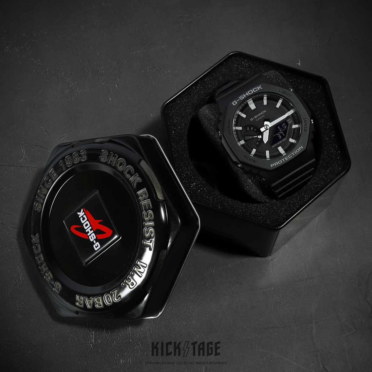 CASIO G-SHOCK 黑色 白針款 八角 AP激似款 農家橡樹 手錶 卡西歐 200米 台灣公司貨【GA-2100-1A】