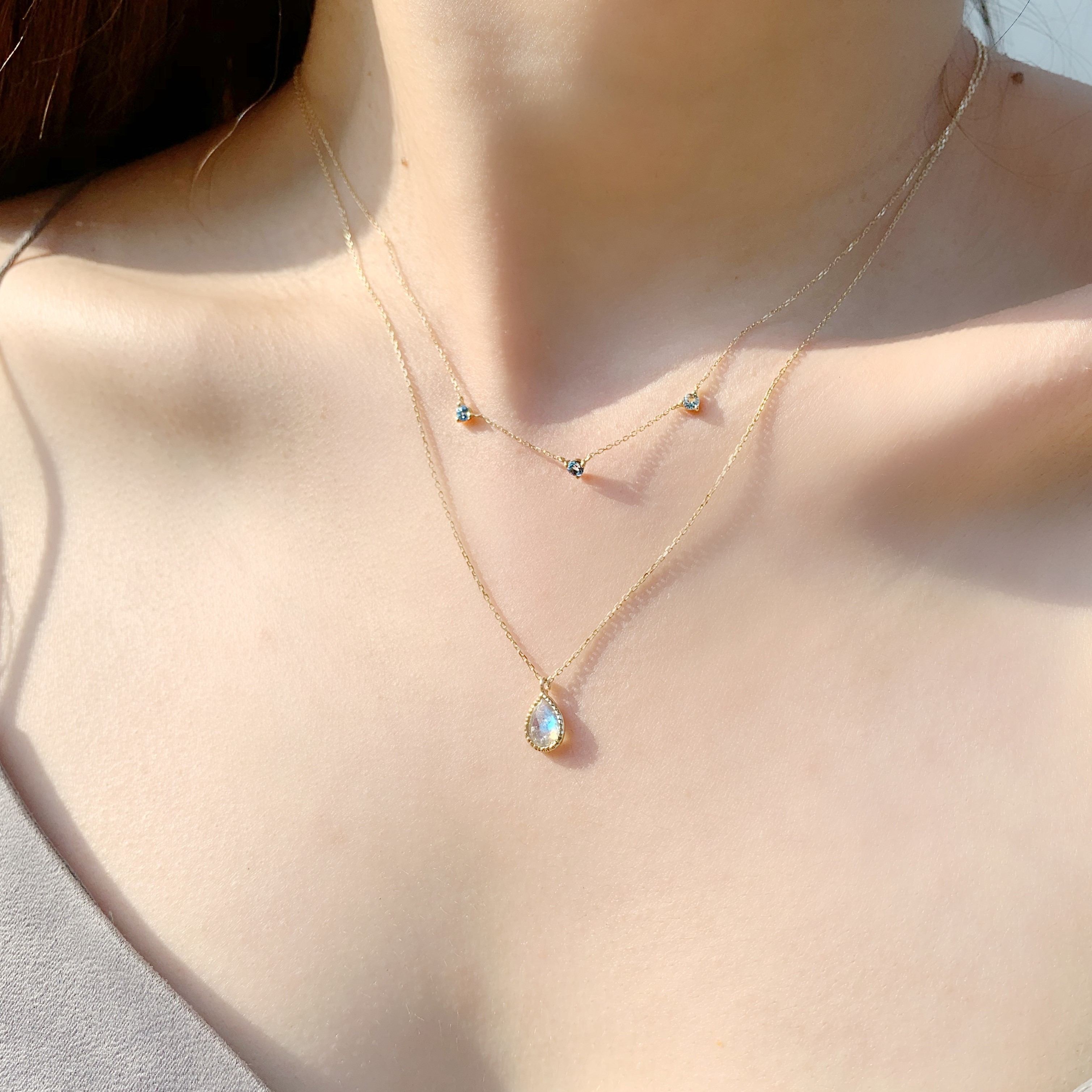 14k大蛋糕水滴拉長石項鍊