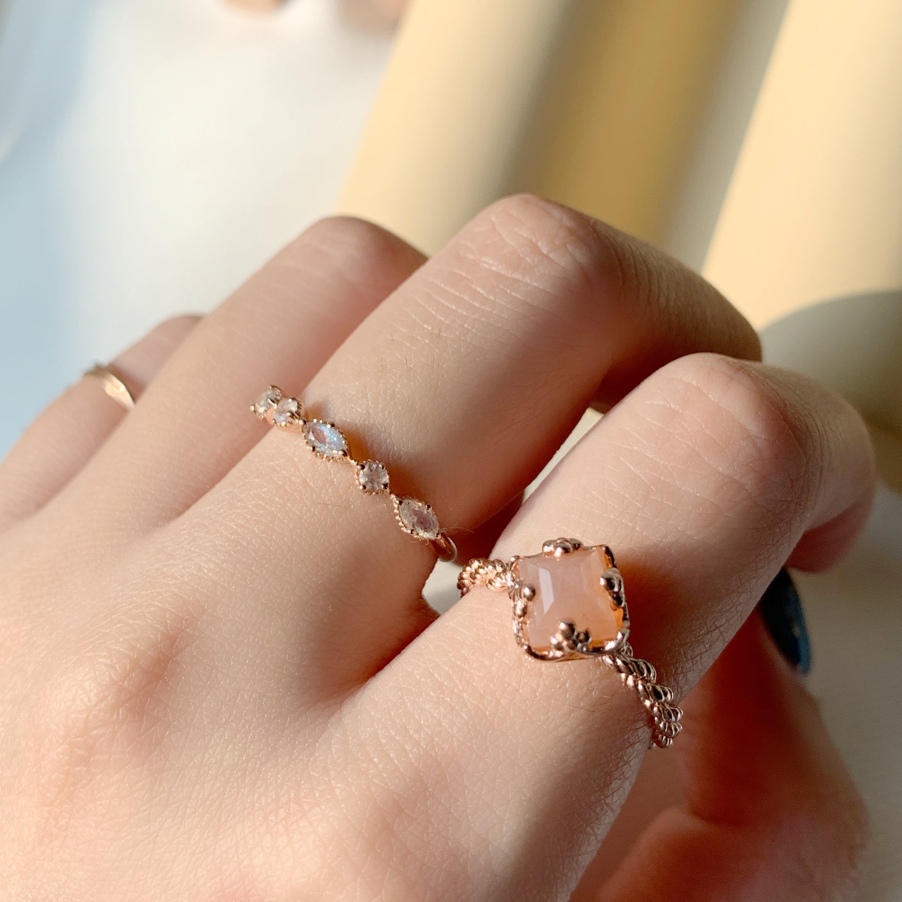 Angkor菱形蜜桃月光戒指